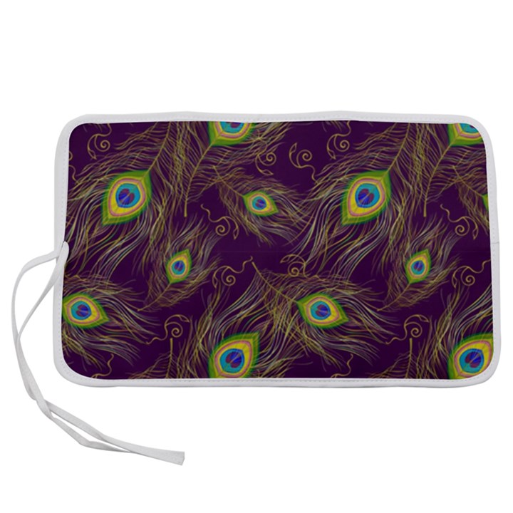 Peacock Feathers Pattern Pen Storage Case (S)