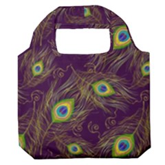 Peacock Feathers Pattern Premium Foldable Grocery Recycle Bag
