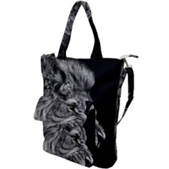 Angry Lion Black And White Shoulder Tote Bag