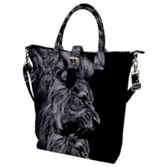 Angry Lion Black And White Buckle Top Tote Bag