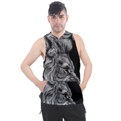 Angry Lion Black And White Men s Sleeveless Hoodie by Cowasu