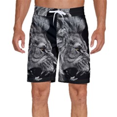 Angry Lion Black And White Men s Beach Shorts