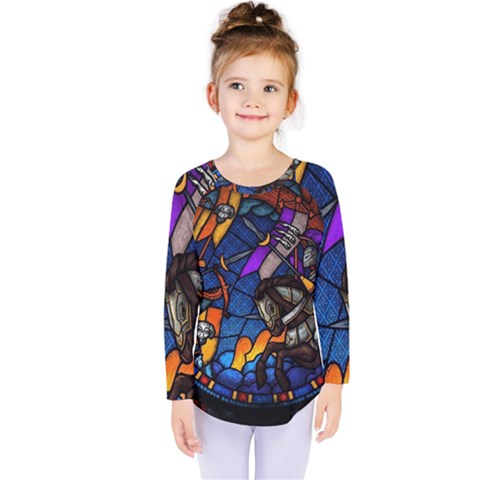 The Game Monster Stained Glass Kids  Long Sleeve Tee by Cowasu
