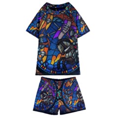 The Game Monster Stained Glass Kids  Swim Tee And Shorts Set by Cowasu