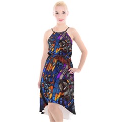 The Game Monster Stained Glass High-low Halter Chiffon Dress 