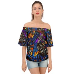 The Game Monster Stained Glass Off Shoulder Short Sleeve Top by Cowasu