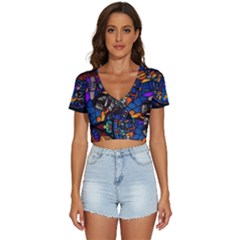 The Game Monster Stained Glass V-neck Crop Top by Cowasu