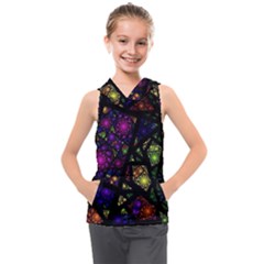 Stained Glass Crystal Art Kids  Sleeveless Hoodie by Cowasu