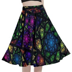 Stained Glass Crystal Art A-line Full Circle Midi Skirt With Pocket