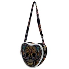 Skull Death Mosaic Artwork Stained Glass Heart Shoulder Bag by Cowasu
