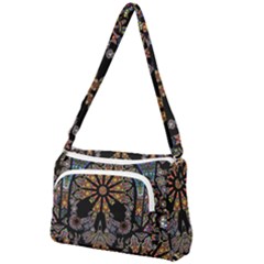 Skull Death Mosaic Artwork Stained Glass Front Pocket Crossbody Bag