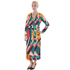 Colorful Abstract Velvet Maxi Wrap Dress by Jack14