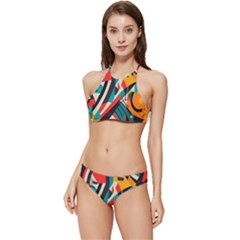 Colorful Abstract Banded Triangle Bikini Set by Jack14