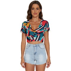 Colorful Abstract V-neck Crop Top by Jack14