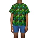 Green Monster Cartoon Seamless Tile Abstract Kids  Short Sleeve Swimwear View1