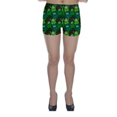 Green Monster Cartoon Seamless Tile Abstract Skinny Shorts