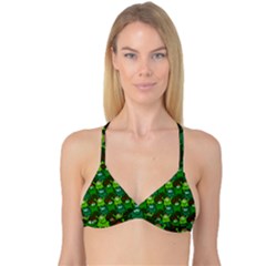 Green Monster Cartoon Seamless Tile Abstract Reversible Tri Bikini Top