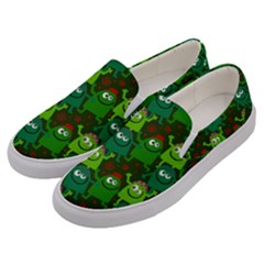 Green Monster Cartoon Seamless Tile Abstract Men s Canvas Slip Ons by Bangk1t