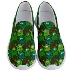 Green Monster Cartoon Seamless Tile Abstract Men s Lightweight Slip Ons