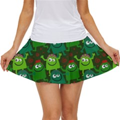 Green Monster Cartoon Seamless Tile Abstract Women s Skort