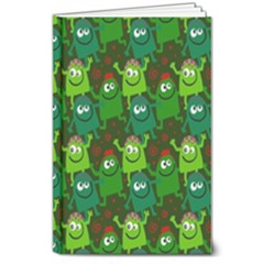 Green Monster Cartoon Seamless Tile Abstract 8  X 10  Hardcover Notebook