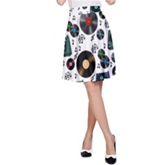 Records Vinyl Seamless Background A-line Skirt