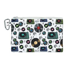 Records Vinyl Seamless Background Canvas Cosmetic Bag (large)