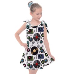 Records Vinyl Seamless Background Kids  Tie Up Tunic Dress