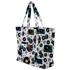 Records Vinyl Seamless Background Zip Up Canvas Bag