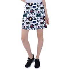 Records Vinyl Seamless Background Tennis Skirt by Bangk1t