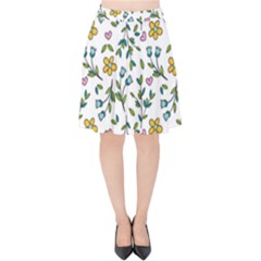 Flower Floral Pattern Velvet High Waist Skirt by Bangk1t