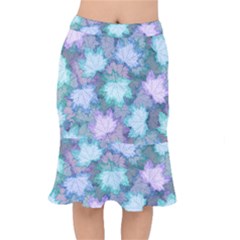 Leaves Glitter Background Winter Short Mermaid Skirt