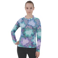 Leaves Glitter Background Winter Women s Pique Long Sleeve Tee