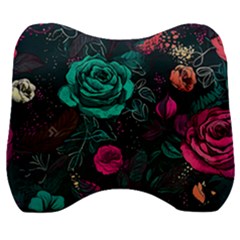 Roses Pink Teal Velour Head Support Cushion