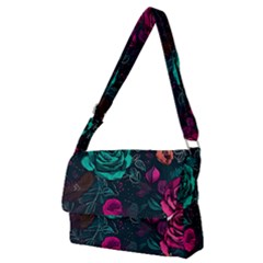 Roses Pink Teal Full Print Messenger Bag (m) by Bangk1t