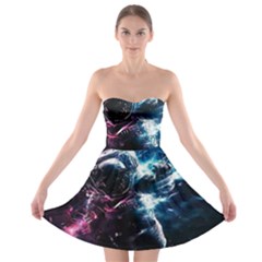 Psychedelic Astronaut Trippy Space Art Strapless Bra Top Dress by Bangk1t