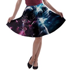 Psychedelic Astronaut Trippy Space Art A-line Skater Skirt