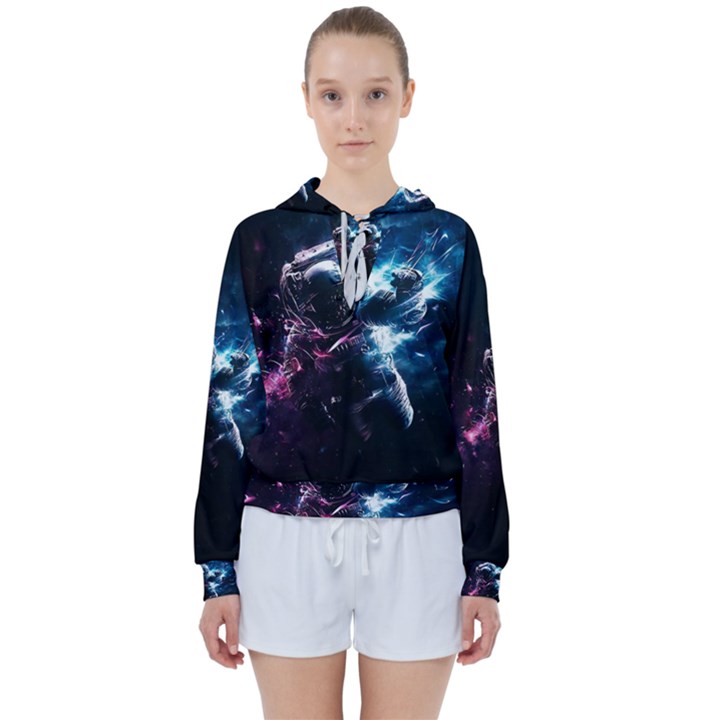 Psychedelic Astronaut Trippy Space Art Women s Tie Up Sweat