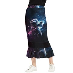 Psychedelic Astronaut Trippy Space Art Maxi Fishtail Chiffon Skirt by Bangk1t