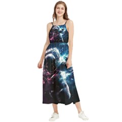 Psychedelic Astronaut Trippy Space Art Boho Sleeveless Summer Dress