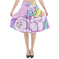 Unicorn Stitch Flared Midi Skirt