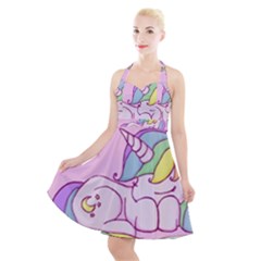 Unicorn Stitch Halter Party Swing Dress 