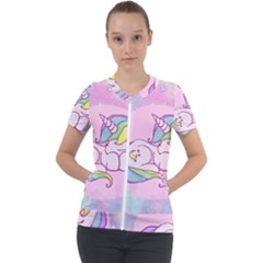 Unicorn Stitch Short Sleeve Zip Up Jacket by Bangk1t