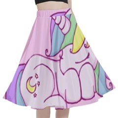 Unicorn Stitch A-line Full Circle Midi Skirt With Pocket