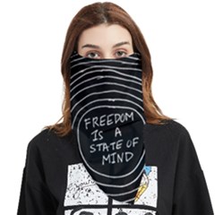 Psychedelic Art Freedom Is A State Of Mind Trippy Quotes Face Covering Bandana (triangle)