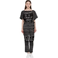 Psychedelic Art Freedom Is A State Of Mind Trippy Quotes Batwing Lightweight Chiffon Jumpsuit by Bangk1t