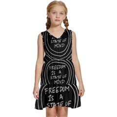 Psychedelic Art Freedom Is A State Of Mind Trippy Quotes Kids  Sleeveless Tiered Mini Dress