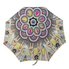 Vintage Trippy Aesthetic Psychedelic 70s Aesthetic Folding Umbrellas