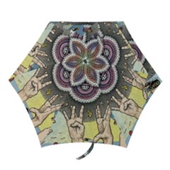 Vintage Trippy Aesthetic Psychedelic 70s Aesthetic Mini Folding Umbrellas