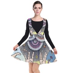 Vintage Trippy Aesthetic Psychedelic 70s Aesthetic Plunge Pinafore Dress